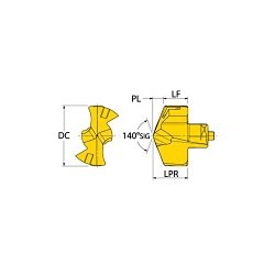 Ingersoll TPA1350R01 Drill Tip, 17/32 in Dia, 13.5 Insert Seat, 140 deg Included Angle, P15, P30 Grade, Manufacturer's Grade: IN2505, Yes Through Coolant (Yes/No), TiN, TiAlN